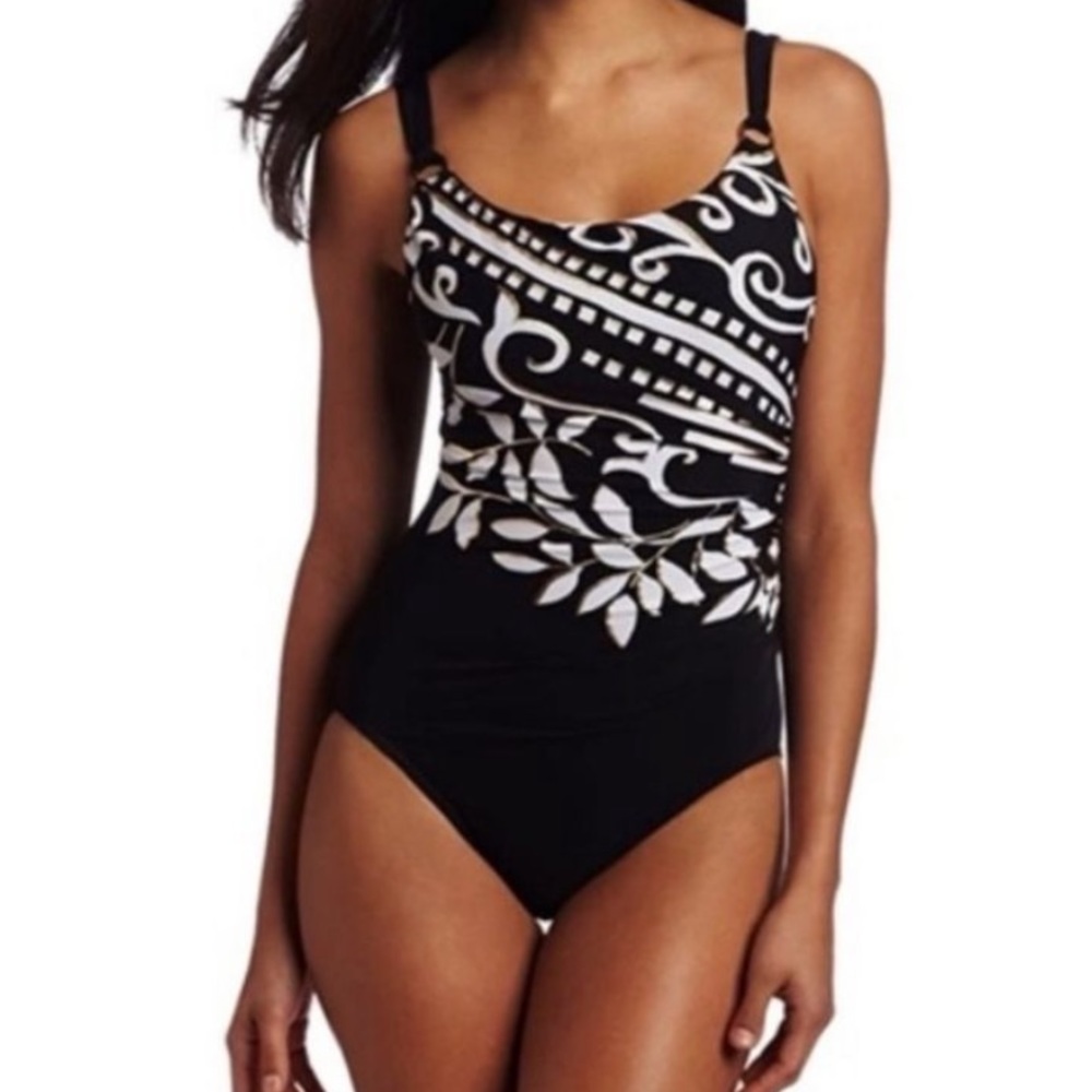 MIRACLESUIT Black White Hamden Mixed Up Underwire Swimsuit 8